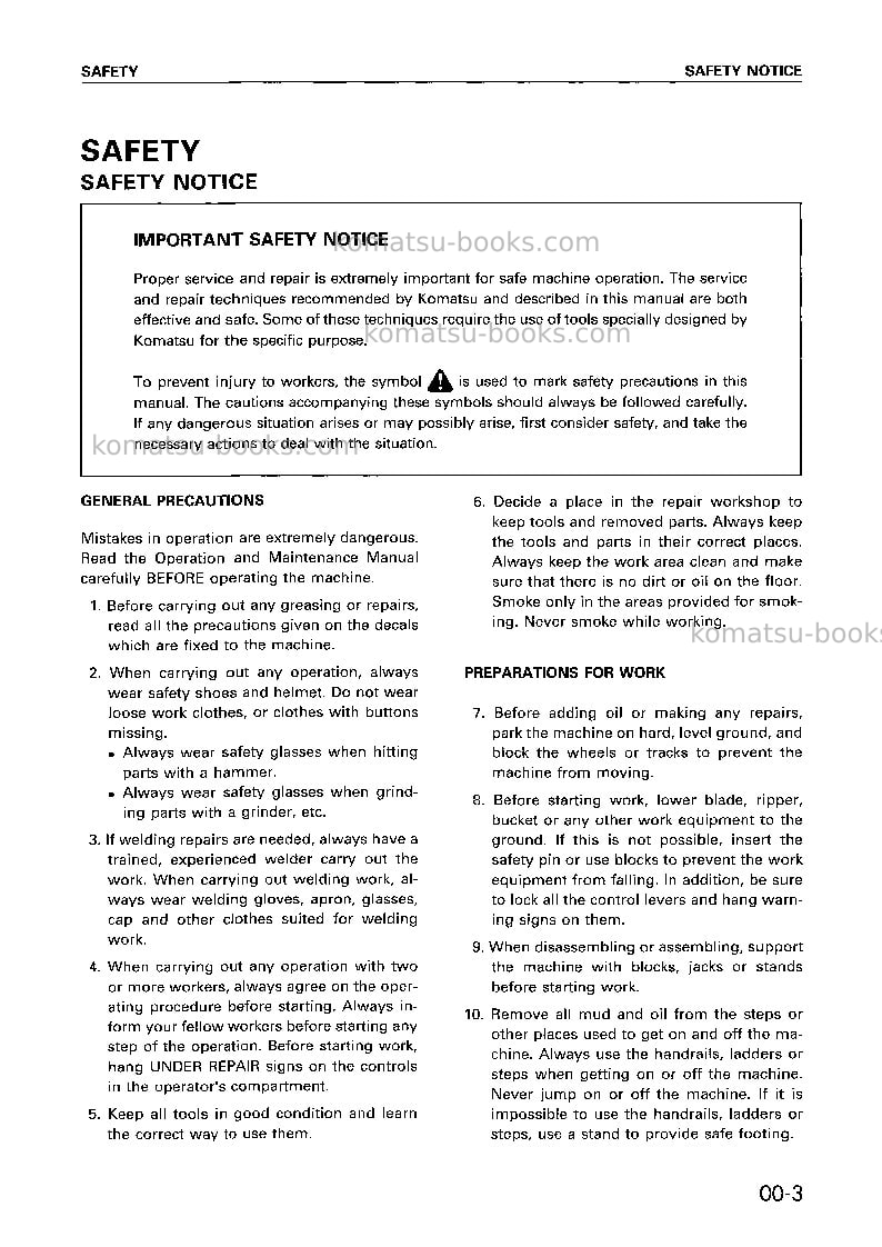 Komatsu pw130-6gbr-k Repair & maintenance cover Page 7