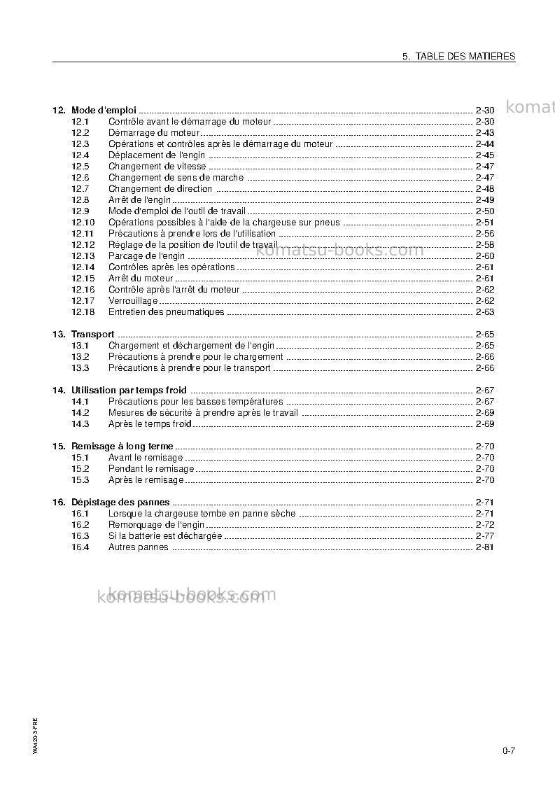 Komatsu wa420-3jpn Manuel d'utilisation couverture Page 7 Komatsu wa420-3jpn Manuel d'utilisation couverture Page 7
