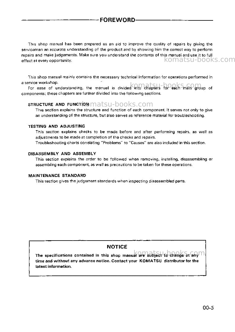 Komatsu d41s-3jpn Repair & maintenance cover Page 7