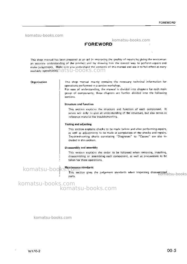 Komatsu w170-2jpn Repair & maintenance cover Page 7