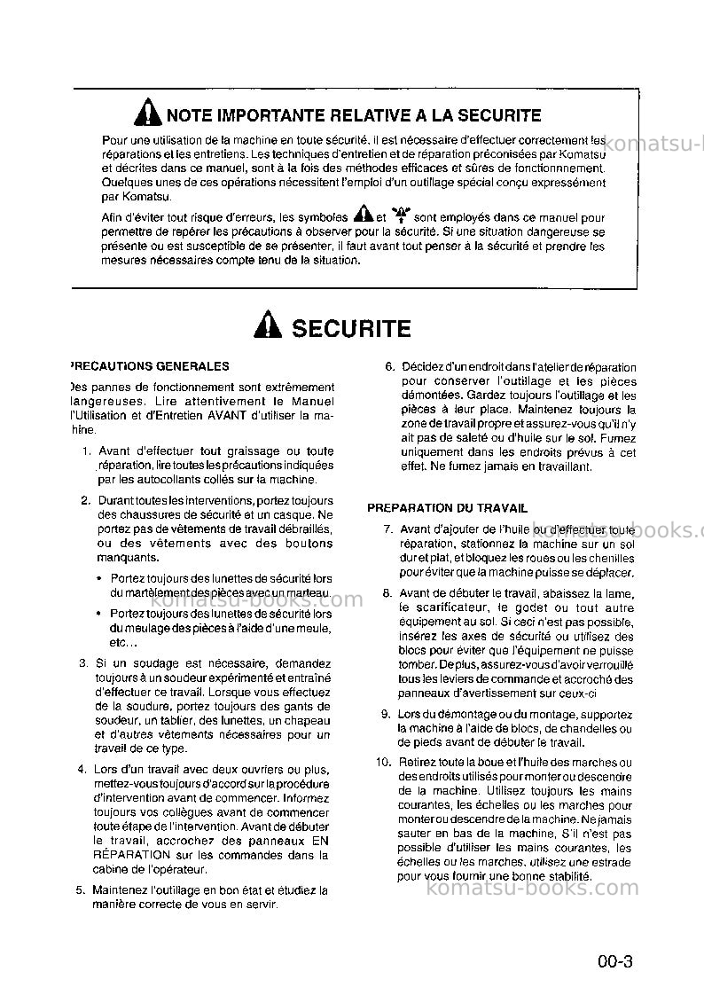 Komatsu hd325-6jpn Réparation et maintenance couverture Page 7