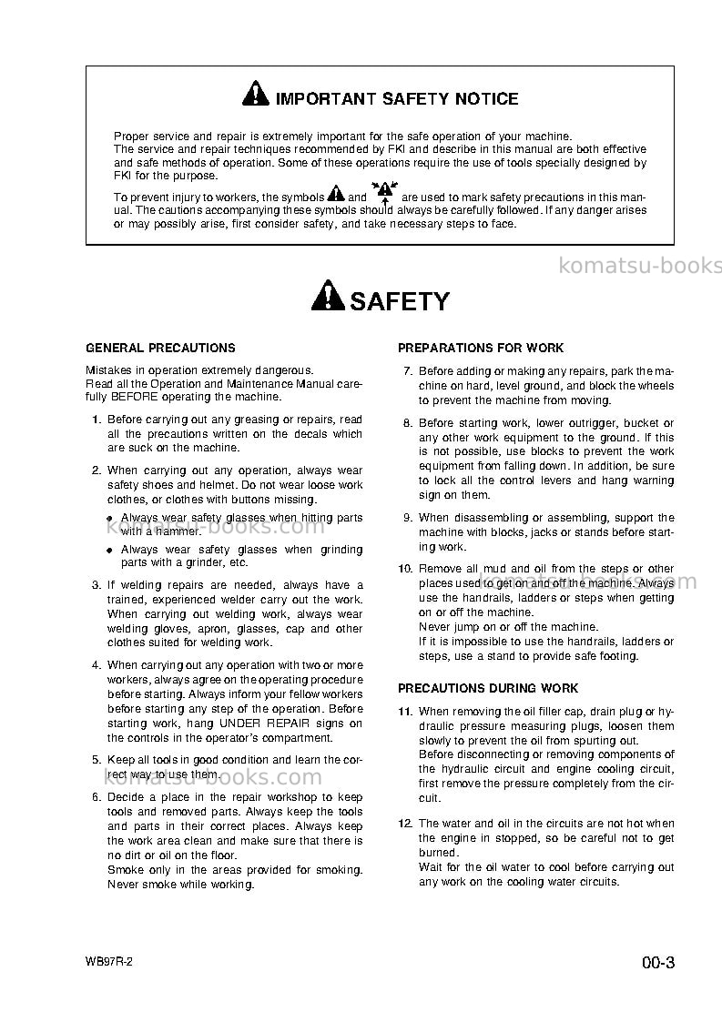 Komatsu wb97r-2ita Repair & maintenance cover Page 7
