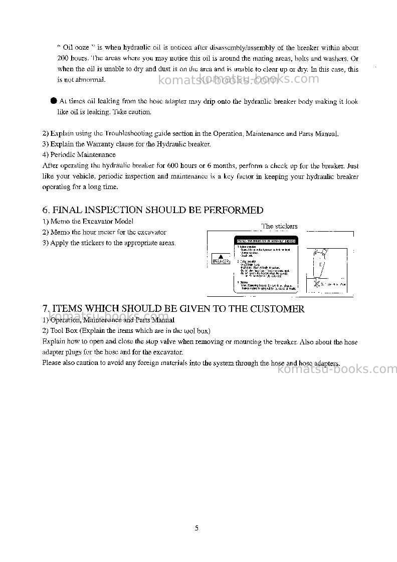 Komatsu jthb10-1jpn-breaker Repair & maintenance cover Page 7 Komatsu jthb10-1jpn-breaker Repair & maintenance cover Page 7